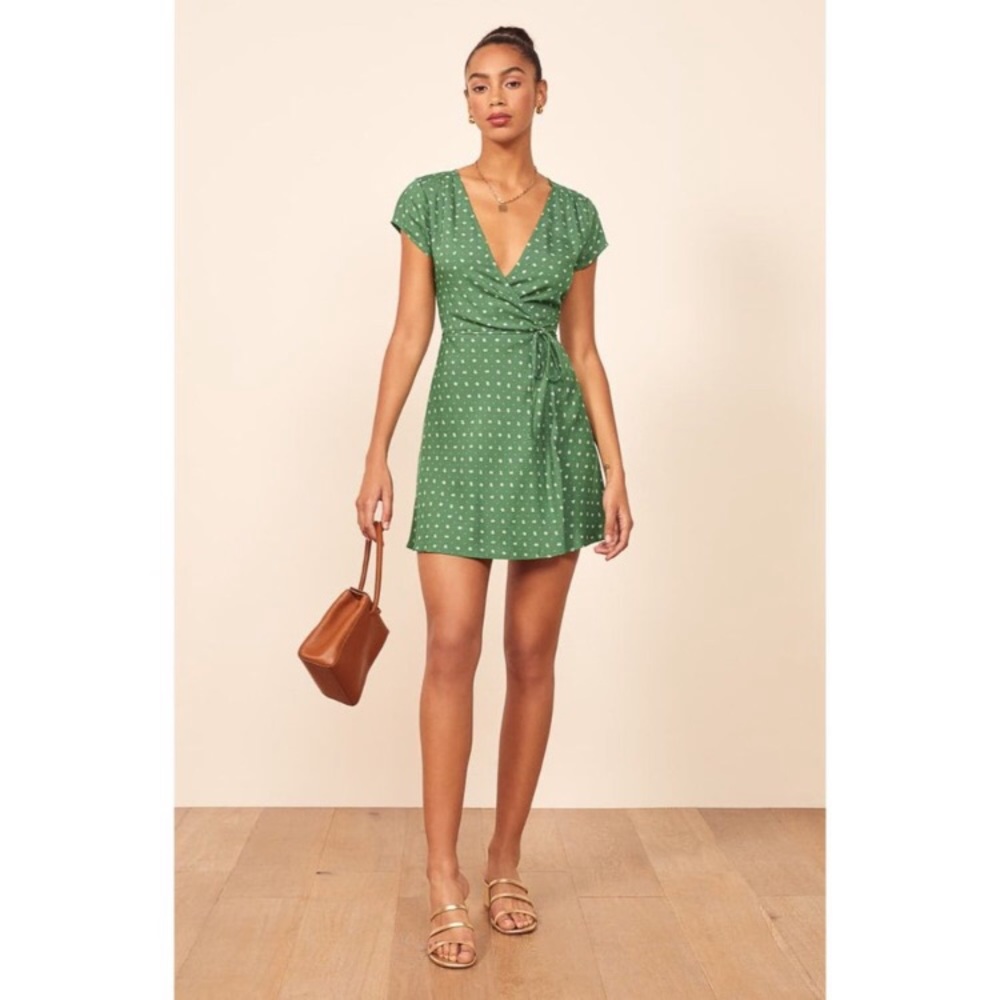 Reformation Ports Mini Wrap Dress